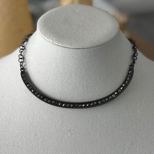 Logo Black Sparkle Adjustable Reversible Necklace